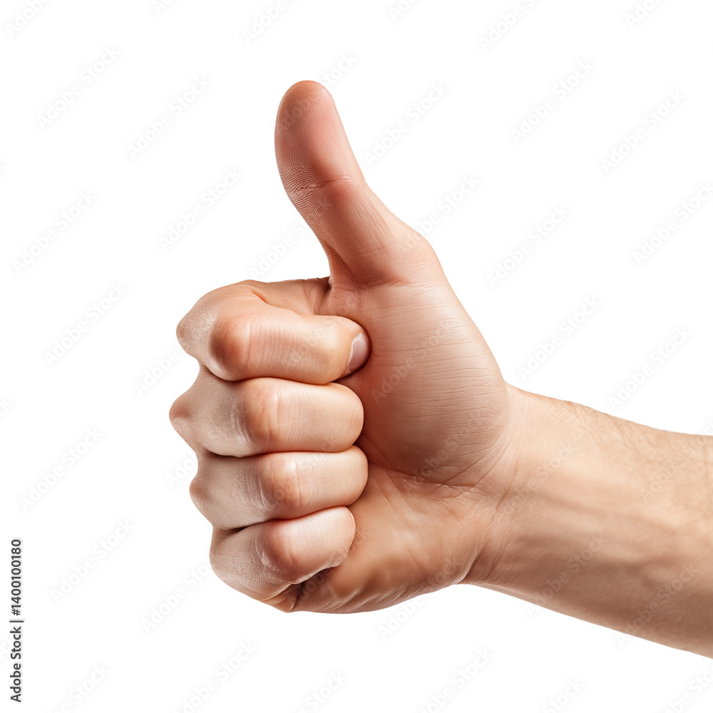 Thumbs up gesture with hand, isolated on white background