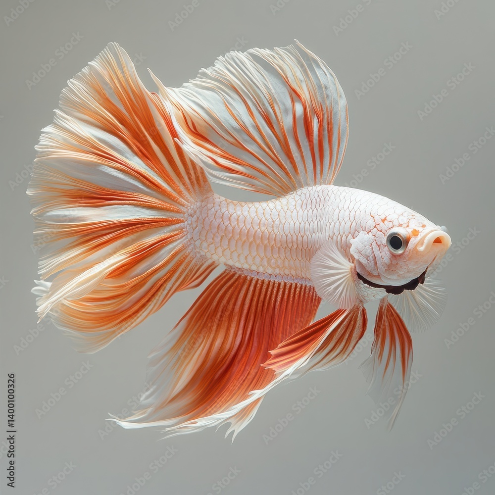 Graceful Siamese Fighting Fish with Elegant Fins Swimming Against Neutral Background Graceful Siamese Fighting Fish with Elegant Fins Swimming Against Neutral Background