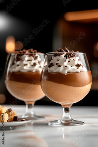 Chocolate and Cream Layered Dessert in a Glass