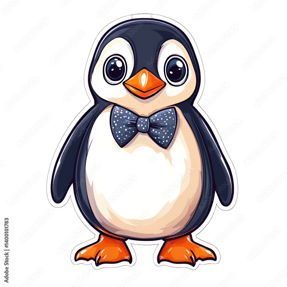 Obraz premium Cute penguin character wearing a bowtie digital art whimsical style cartoon environment fun viewpoint