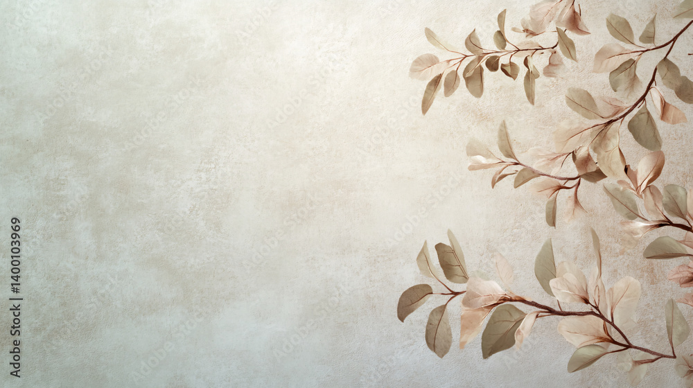 elegant botanical background with soft faded leaves on textured surface, vintage natural illustration with pastel earthy tones and decorative plant arrangement for design or invitation templates elegant botanical background with soft faded leaves on textured surface, vintage natural illustration with pastel earthy tones and decorative plant arrangement for design or invitation templates