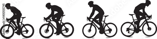 Cyclist Silhouettes in Motion – Vector Illustration Set

Biking Poses Silhouette Collection – Road Cyclists in Action

Cycling Shadow Figures – Dynamic Bicycle Rider Silhouettes