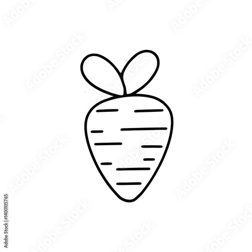 carrot coloring page for kids on transparent background, png format