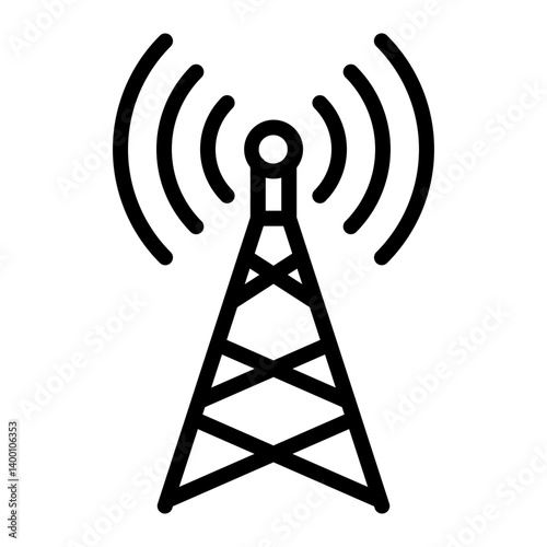 Signal Tower Vector Line Icon Design