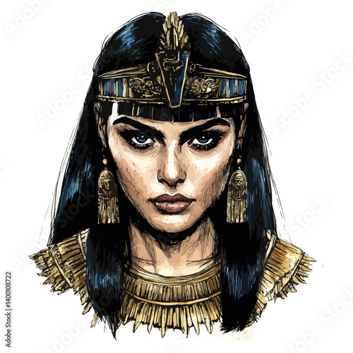 Egyptian Queen Cleopatra. vector illustration of a beautiful woman.