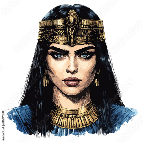 Egyptian Queen Cleopatra. vector illustration of a beautiful woman.