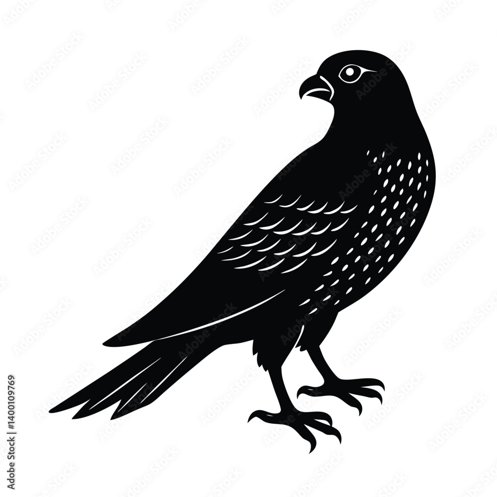 Fototapeta premium Sparrowhawk Silhouette Vector Art Design and Black and White Sparrowhawk Bird Vector Illustration