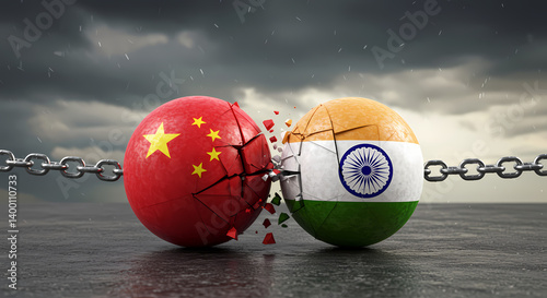 Geopolitical Tension Between China and India – Symbolic Conflict Illustration