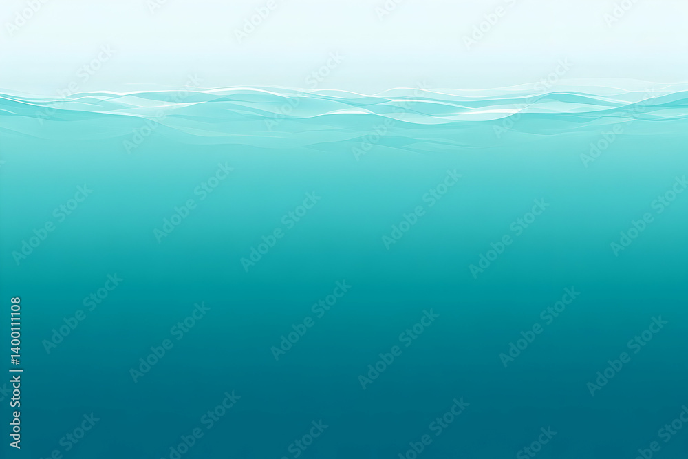 Fototapeta premium A tranquil underwater scene with gentle, light teal waves.
