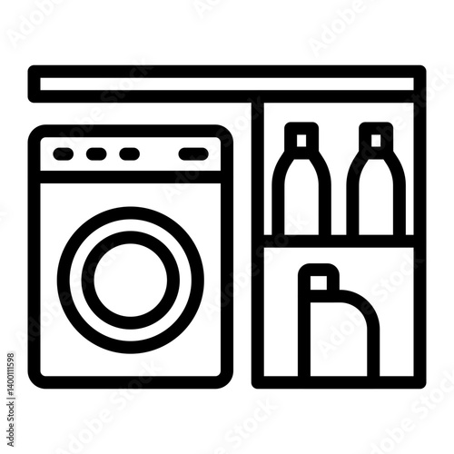 Laundry Room Vector Line Icon Design