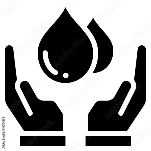 Hands Holding Water Droplets Icon