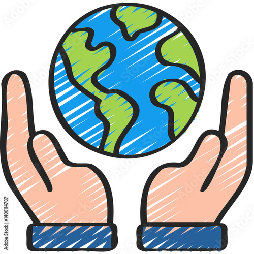 Hands Holding Up Earth Icon