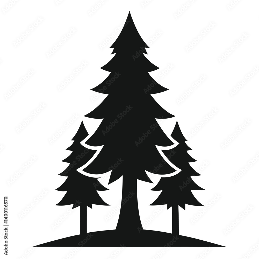 Fototapeta premium Fir Tree Forest Silhouette Icon