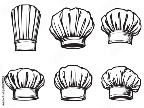 Black Line Chef Hat Illustrations