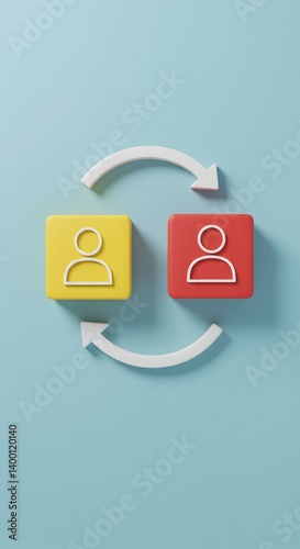 a job rotation or employee turnover concept. Position swap. Personnel replacement.
