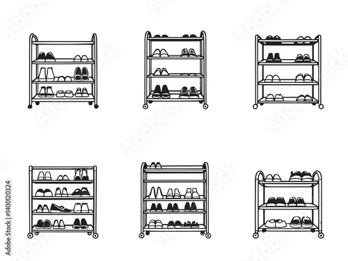 Simple Shoe Rack Vector Set
