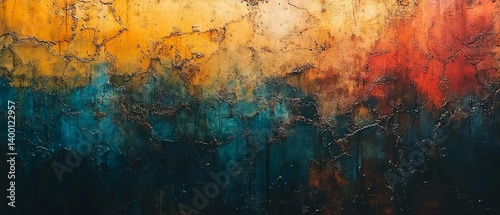 Abstract background with bright color transitions from yellow and orange to blue and black, for creative projects, web design, covers or promotional materials.