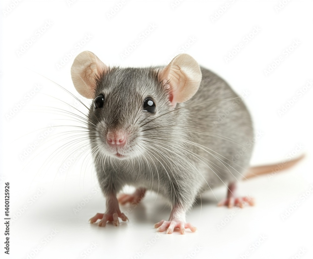 Cute small gray rodent with large ears and bright eyes