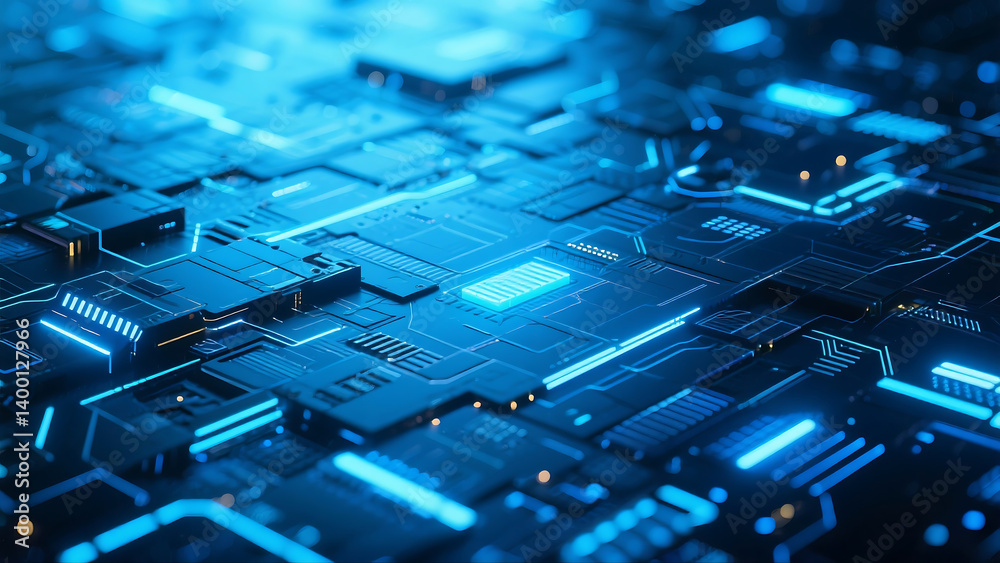 Blue Tech Circuit Board Background with Glowing Data Network Lines and Futuristic Geometric Patterns, Digital Innovation Design for AI Technology, Cybersecurity Interfaces Blue Tech Circuit Board Background with Glowing Data Network Lines and Futuristic Geometric Patterns, Digital Innovation Design for AI Technology, Cybersecurity Interfaces