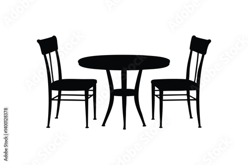 A table and chairs silhouette