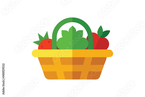 Basket with vegetables vector on white background