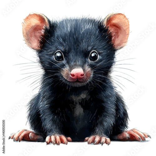 Tasmanian Devil, vector watercolor illustration, isolated on a white background.