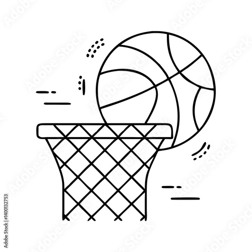 Basketball Going Through Hoop Net Sport Game Play Action