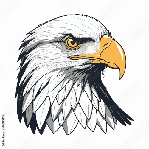 Detailed digital illustration of eagle head with intense eyes and sharp beak
