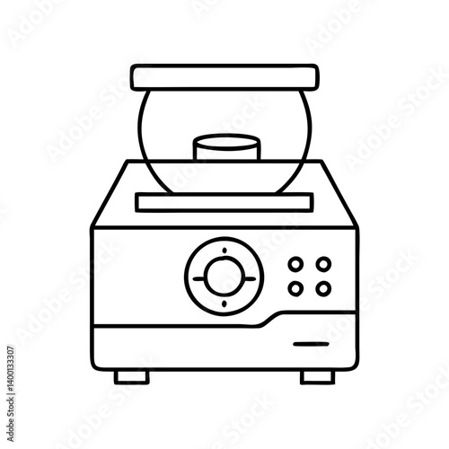 Line art illustration of a home appliance a food processor or similar kitchen gadget