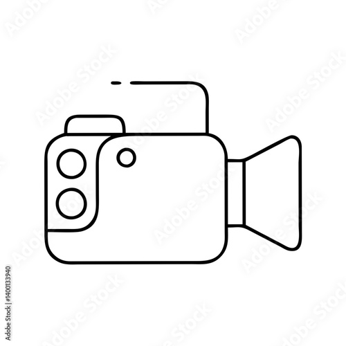 Simple Line Drawing of a Professional Video Camera for Filmmaking and Video Production