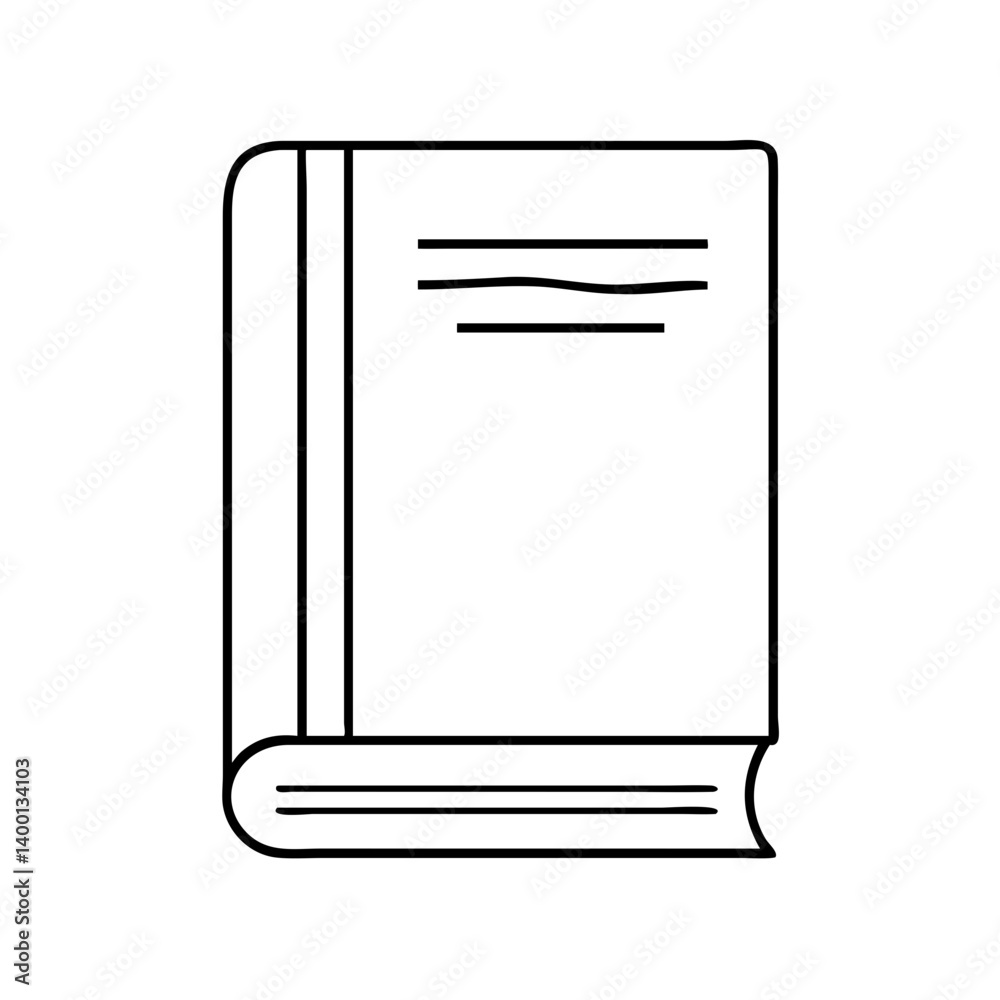 Simple Line Drawing of a Closed Book with a Spine and Pages Simple Line Drawing of a Closed Book with a Spine and Pages