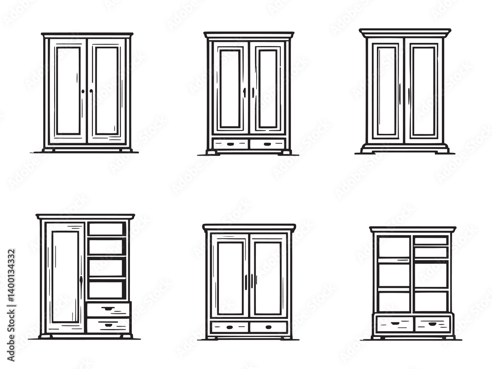 Stylish Wardrobe Sketches for Design Stylish Wardrobe Sketches for Design