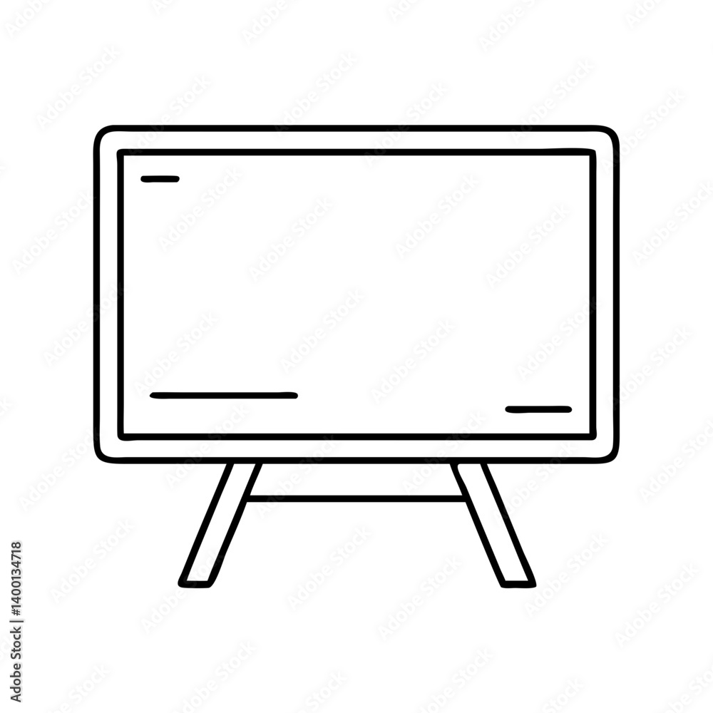 Simple Line Drawing of a Blank Whiteboard on a Stand for Education and Presentations Simple Line Drawing of a Blank Whiteboard on a Stand for Education and Presentations