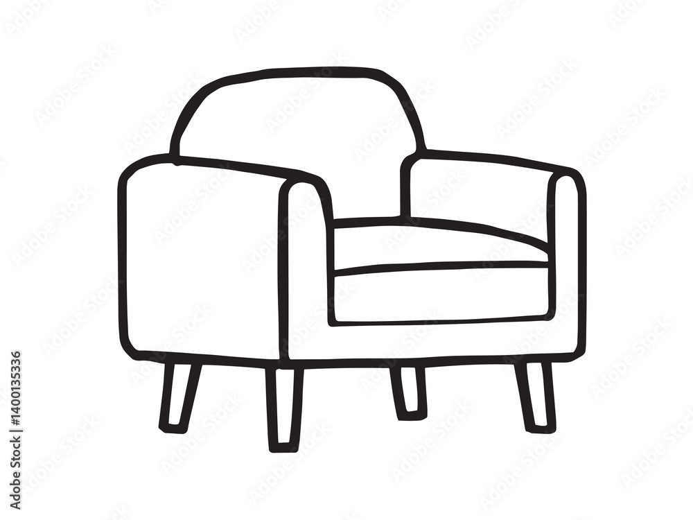 Accent Chair line art vector illustration