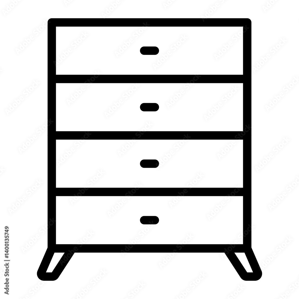 Chest of Drawers Vector Line Icon Design Chest of Drawers Vector Line Icon Design