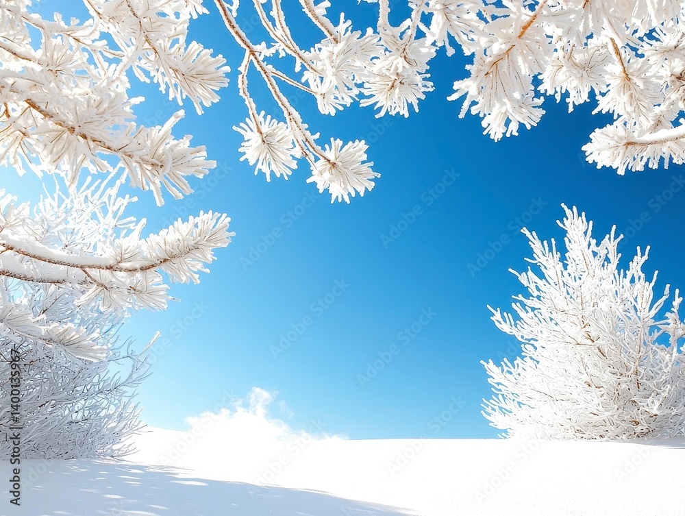 Winter Sky Snowy Branches Scenery