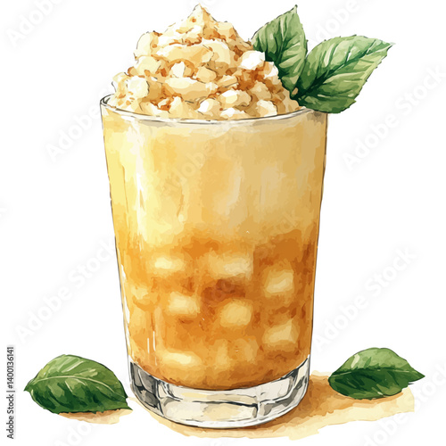 watercolor of Tapioca Pudding, vector, isolated on a white background.