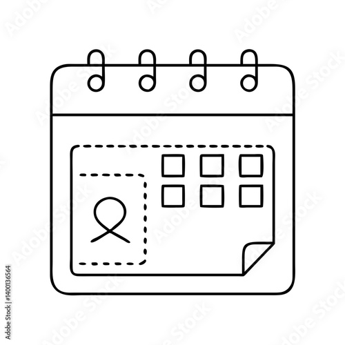 Awareness ribbon reminder on a monthly calendar schedule planning tool