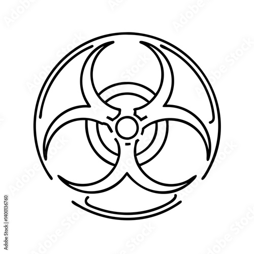 Biohazard Symbol Black and White Line Art Graphic Design Element