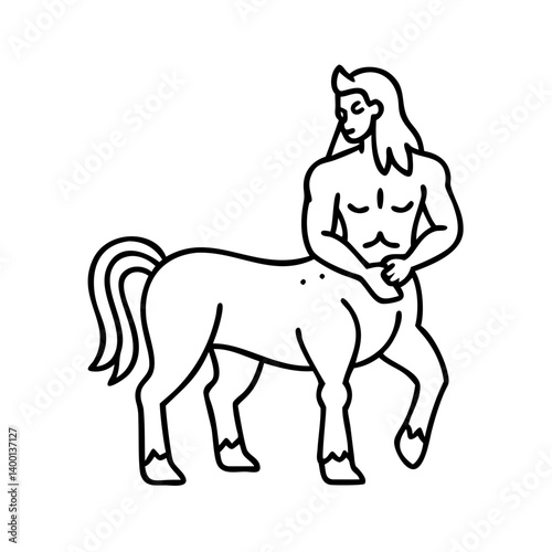 Line Art Drawing of a Strong Centaur Mythological Creature