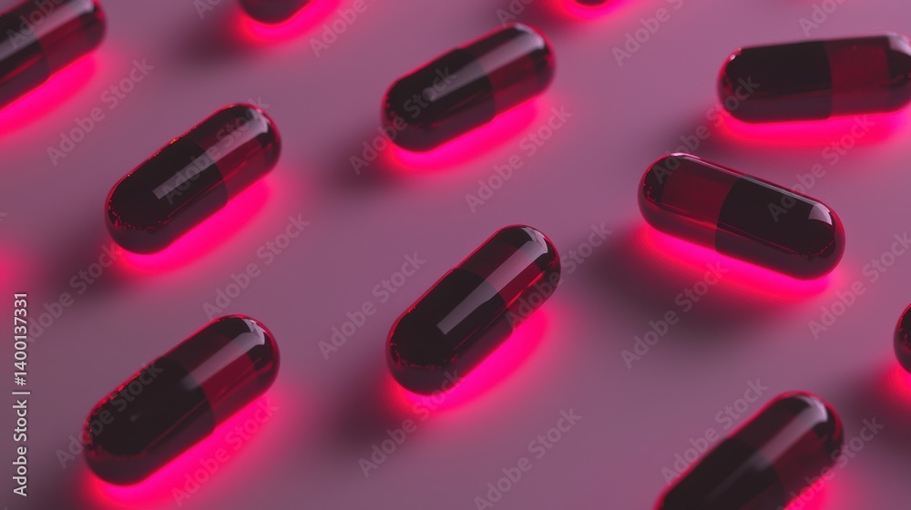 Exploring pharmaceutical innovations red pills on illuminated surface in a minimalist lab environment Exploring pharmaceutical innovations red pills on illuminated surface in a minimalist lab environment