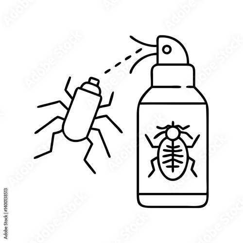 Insect Pest Control Spray Bottle and Bug Illustration for Extermination and Prevention