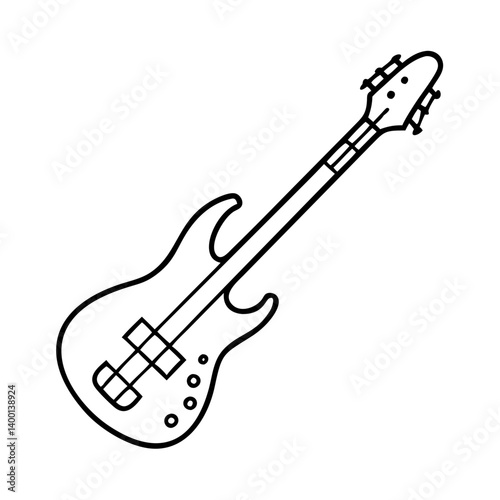 Line Drawing of a Bass Guitar Musical Instrument
