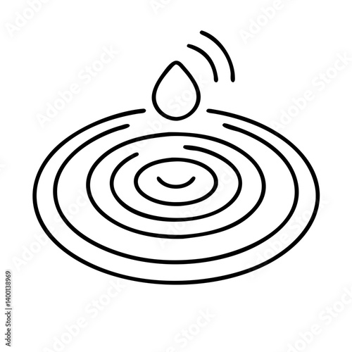 Water Drop Ripples Illustration Simple Outline Design Graphic Element