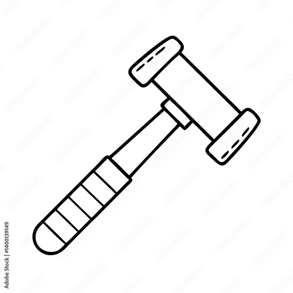 Line Drawing of a Reflex Hammer Neurological Examination Medical Tool Line Drawing of a Reflex Hammer Neurological Examination Medical Tool