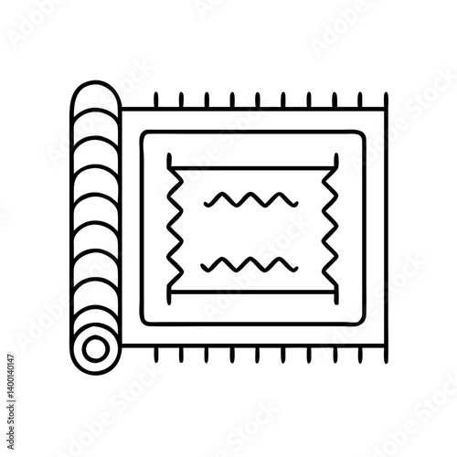 Rolled up carpet rug floor covering home decor textile design element illustration