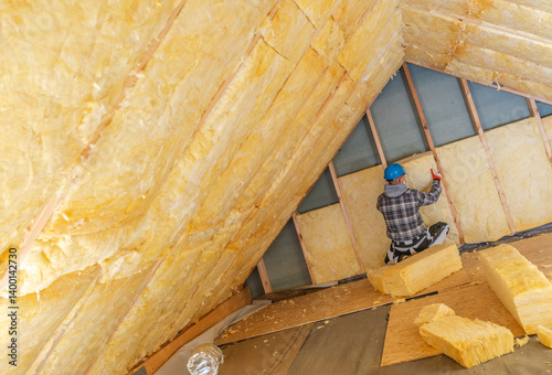 Roof Insulation Installation in a Residential Space Under Renovation