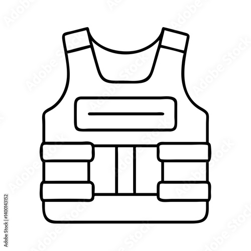 Line Art Illustration of a Bulletproof Vest Protective Gear for Safety