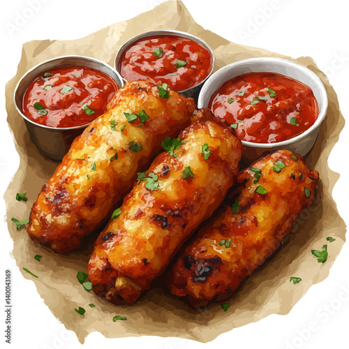 illustration of Tandoori Chicken, watercolor vector, isolated on a white background.