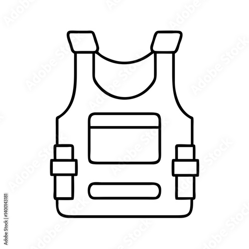 Line drawing of a bulletproof vest tactical body armor protective gear